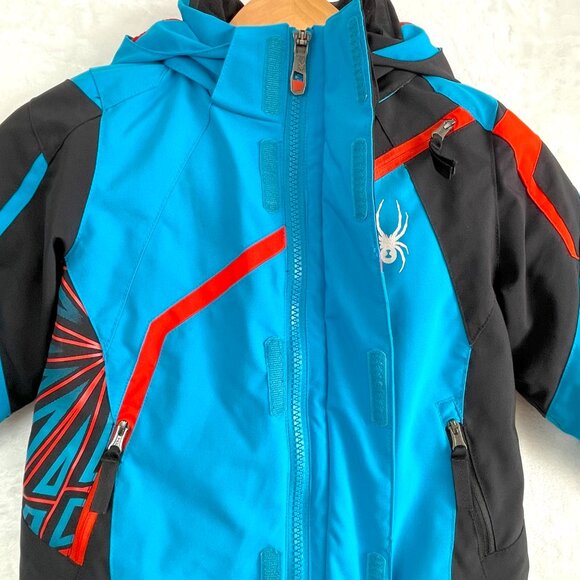Spyder Mini Challenger Ski Snow Jacket Kids Boys Size 2 Blue Full Zip Thinsulate - Picture 8 of 13